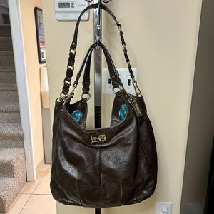 COACH Dark Brown Leather Purse w/ gold hardware